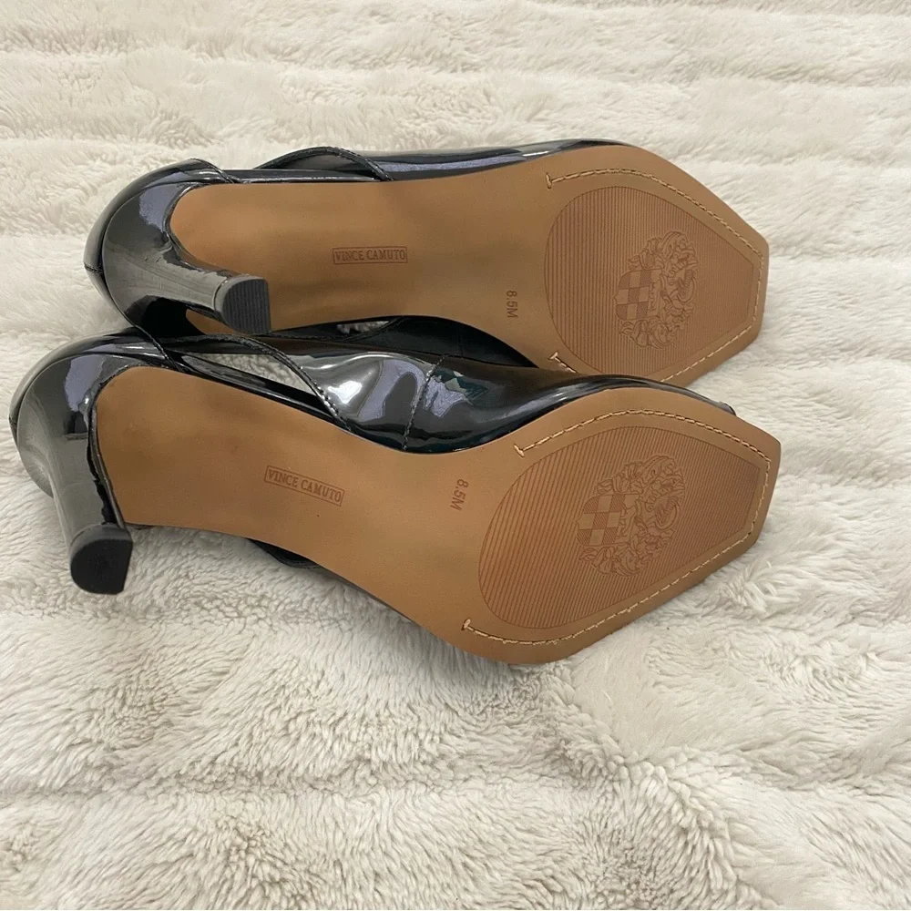 Vince Camuto Black Patent Leather Peep-Toe Heels New Size 8.5